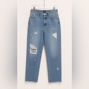 BDG Light Blue Distressed Slim Straight Jeans